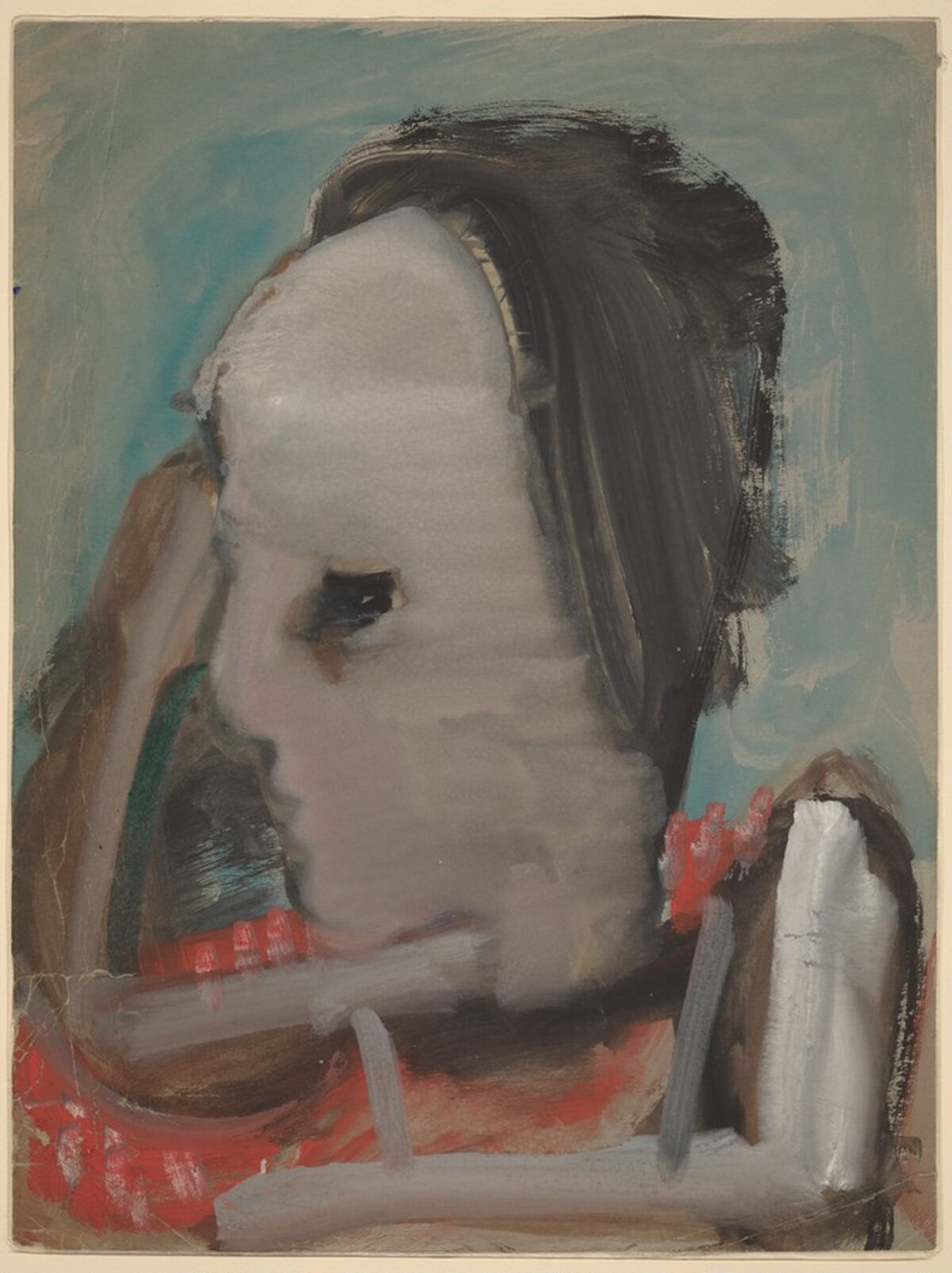 Head of a Figure Facing Left [recto] by Mark Rothko