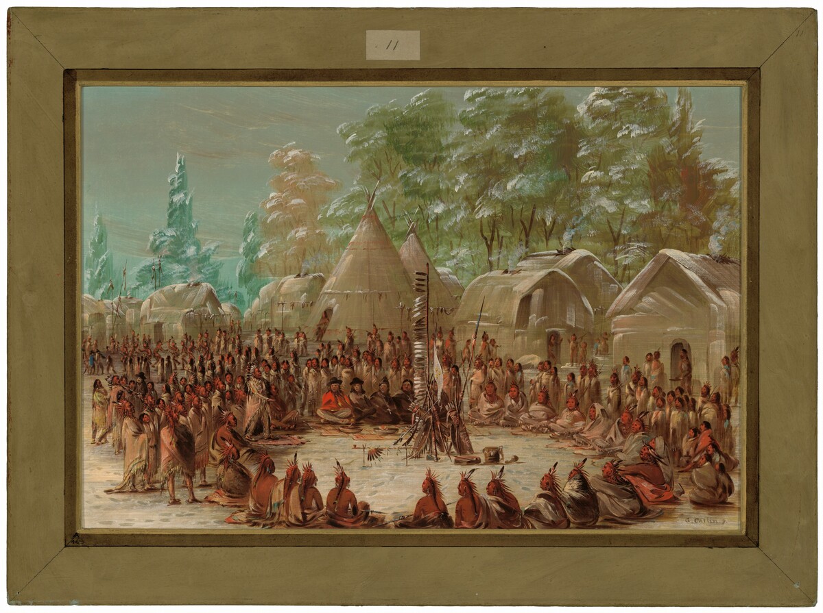 La Salle's Party Feasted in the Illinois Village.  January 2, 1680 by George Catlin