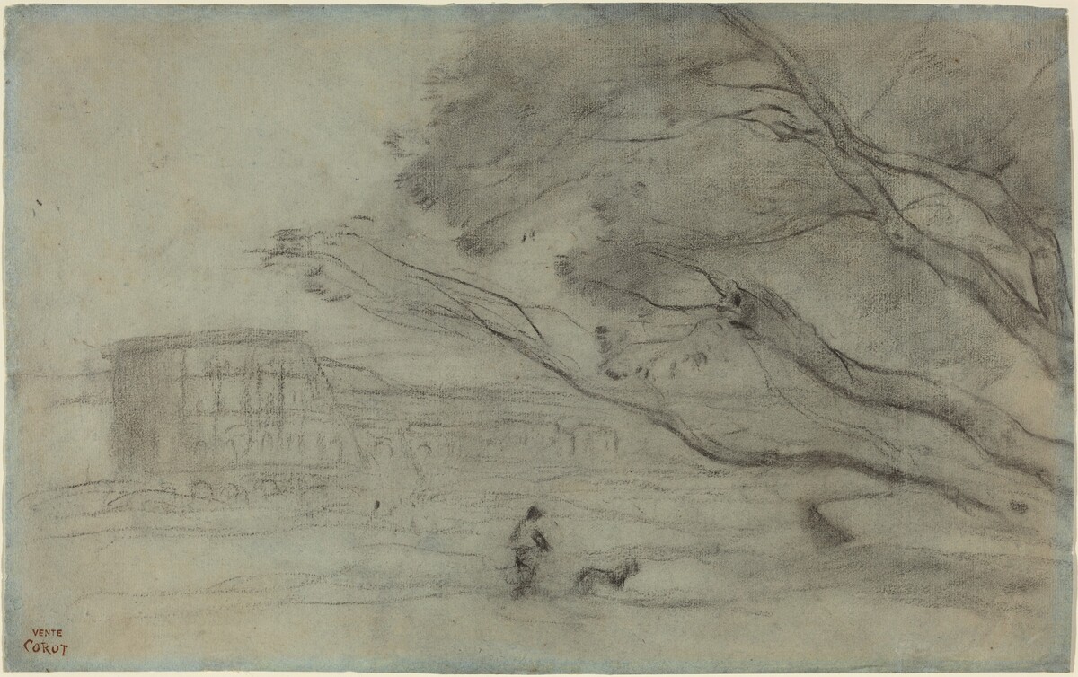 Souvenir: Roman Landscape with the Colosseum by Jean-Baptiste-Camille Corot