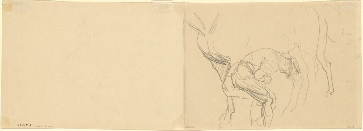 Study for "Shoeing Calvary Horses at the Front" [verso] by John Singer Sargent