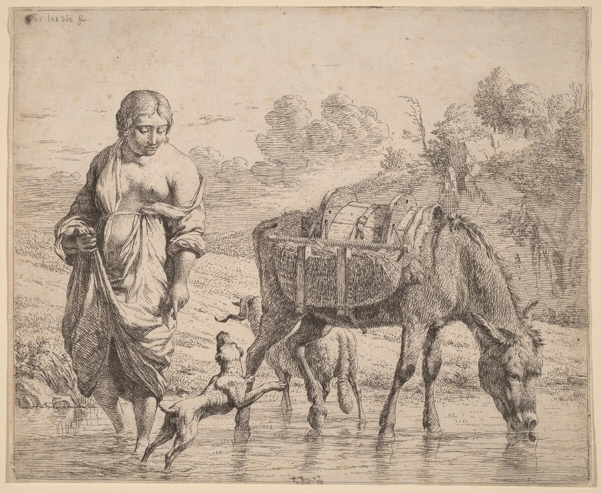 Woman Crossing a Stream by Karel Dujardin