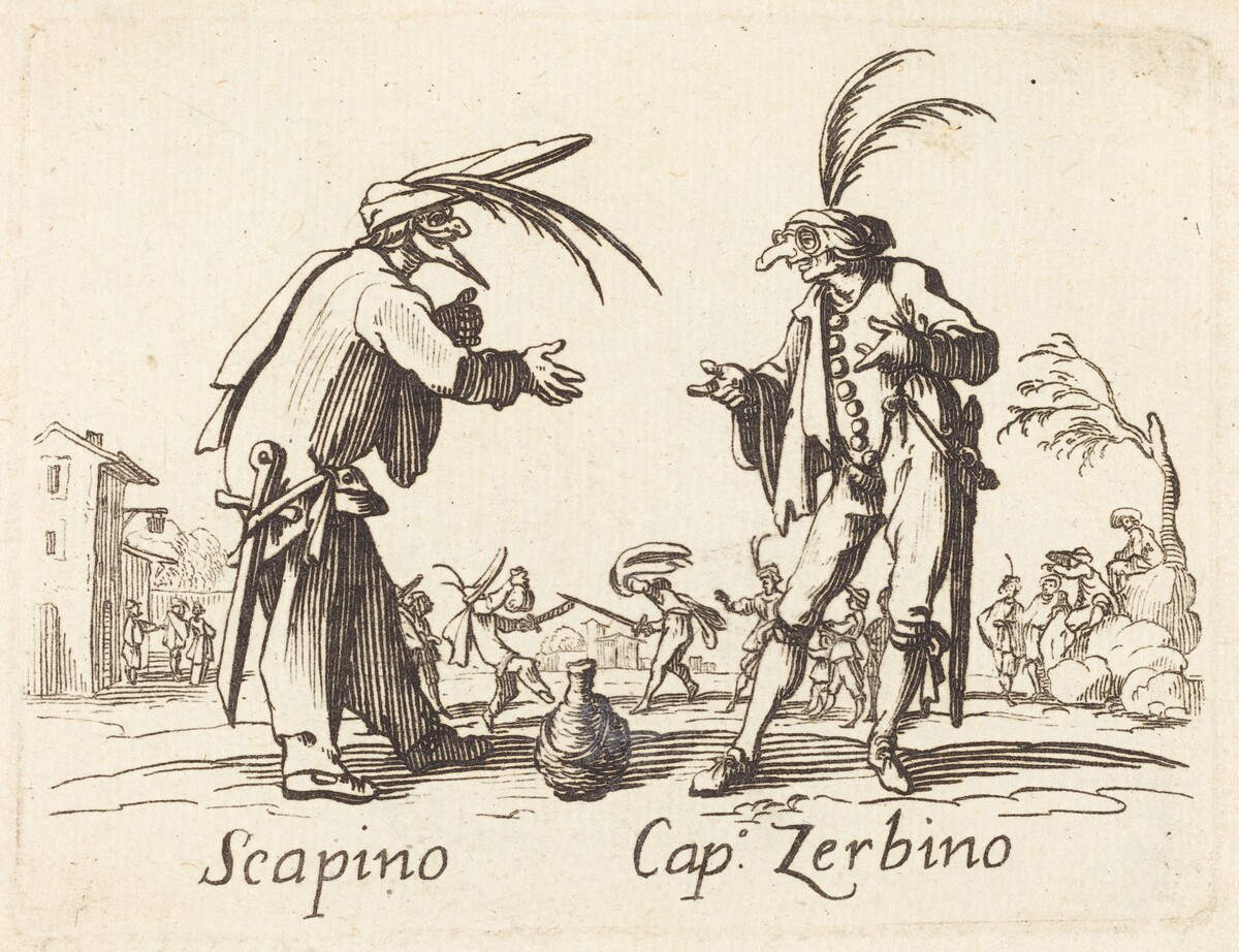 Scapino and Cap. Zerbino by after Jacques Callot