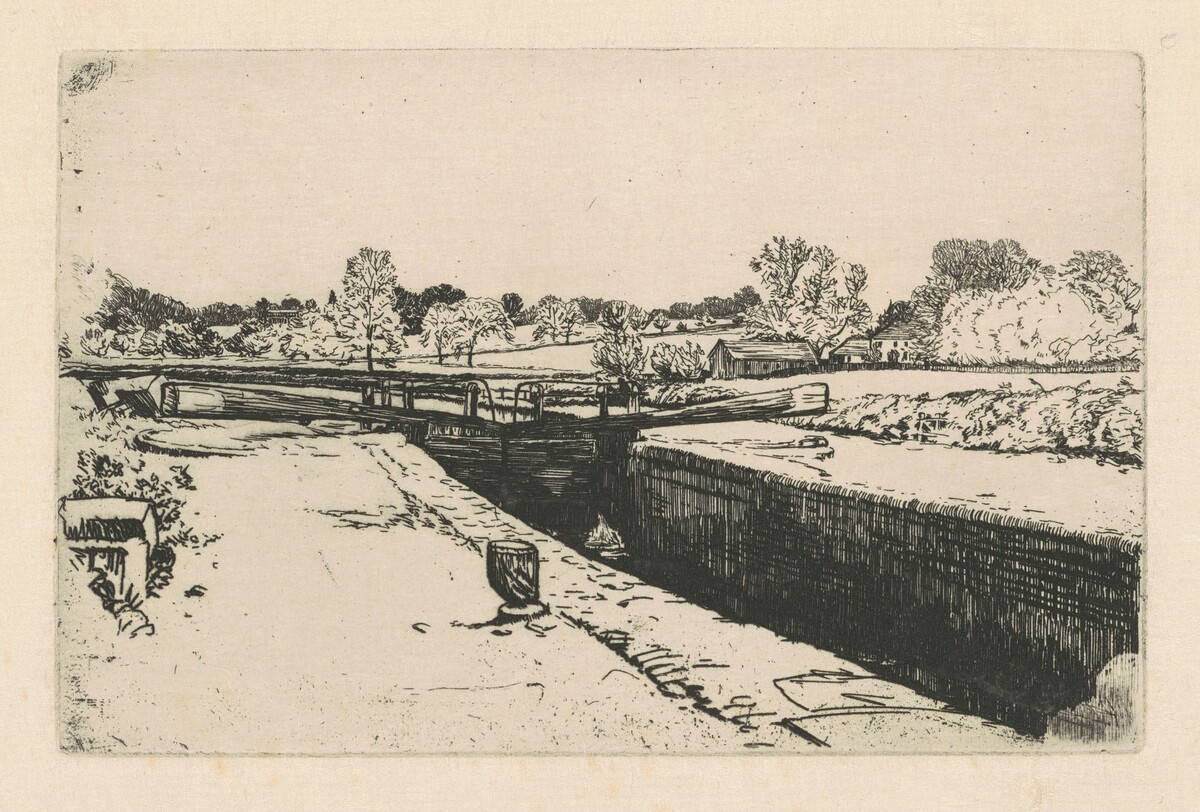 Lock on the Canal Near Watford by Charles Keene