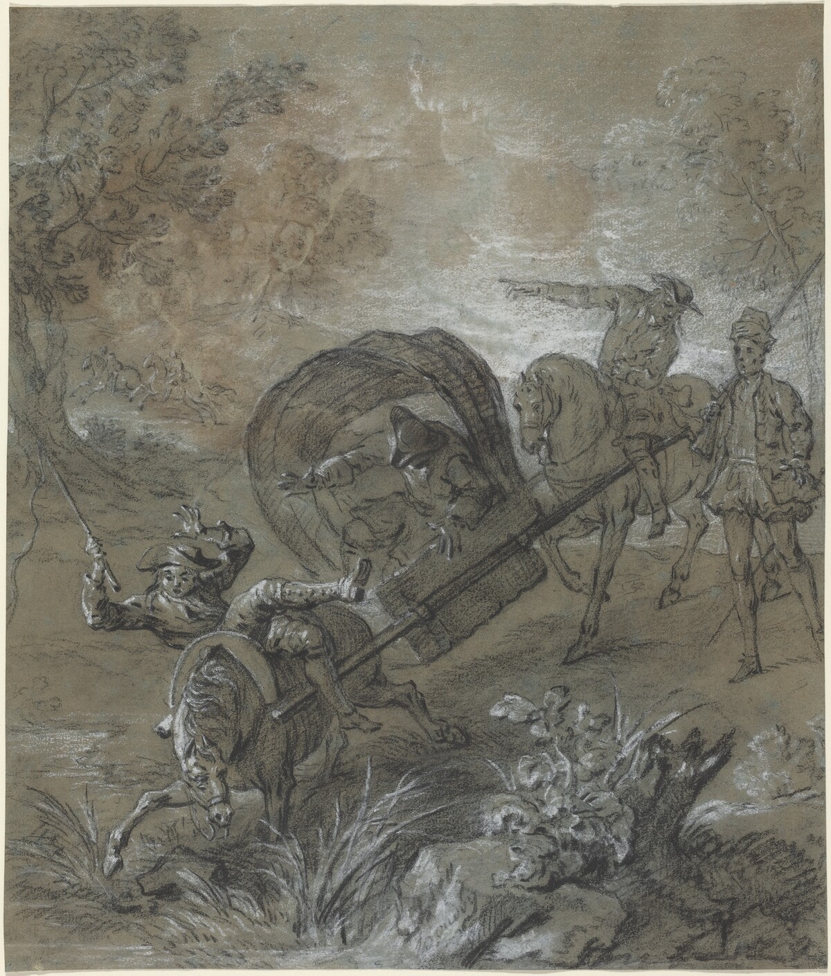 La Rancune en brancard, abattu dans le bourbier by Jean-Baptiste Oudry