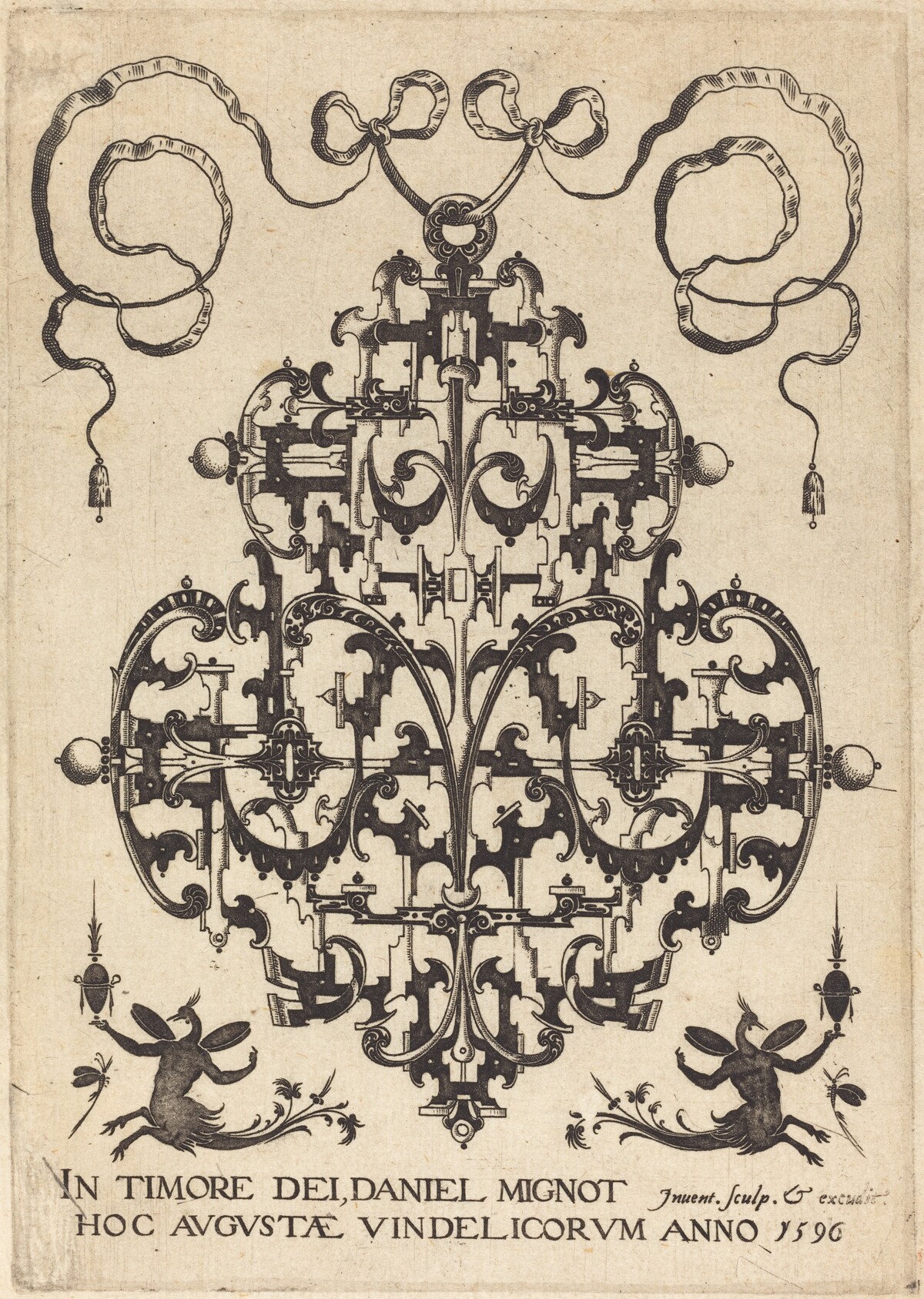 Title Page: Large Pendant, Two Winged Imaginary Figures at Bottom by Daniel Mignot