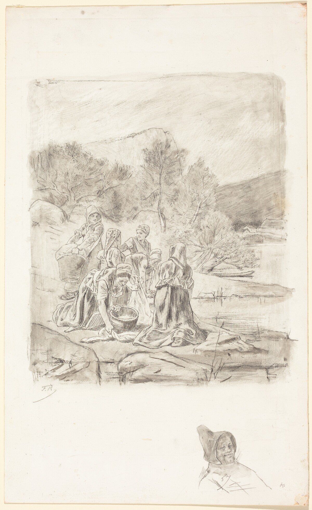 Washerwomen by Félicien Rops