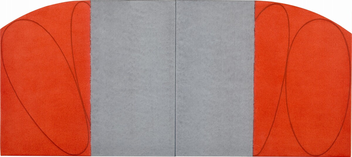 Red/Gray Zone Painting by Robert Mangold