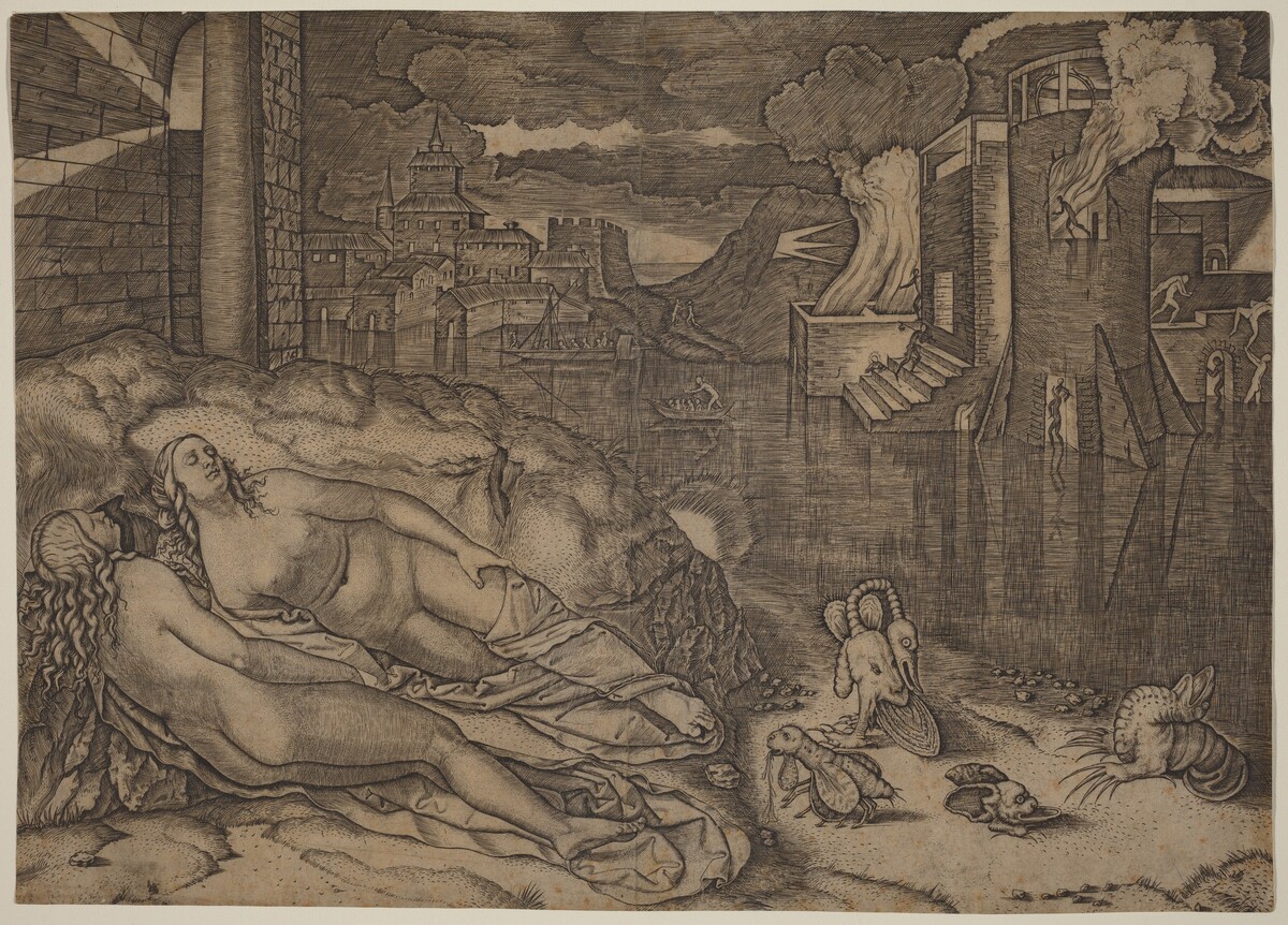 Raphael's Dream by Marcantonio Raimondi possibly after Raphael