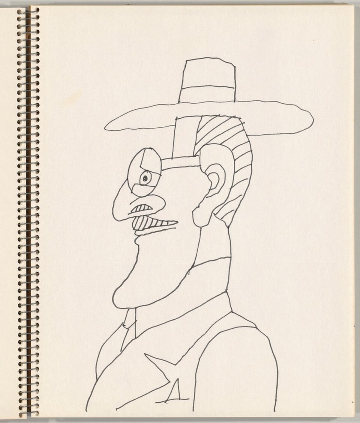 Self-Portrait in Profile with Hat by Saul Steinberg