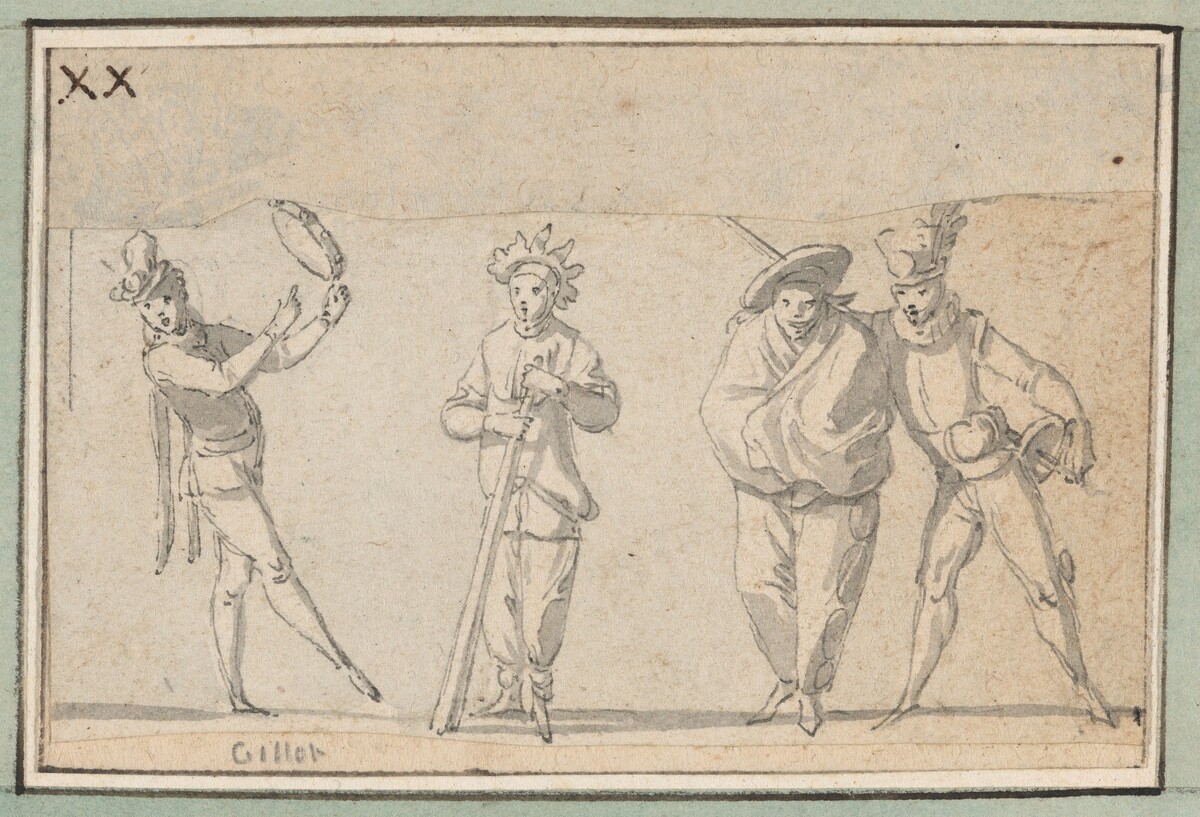 Four Singing Commedia Dell'Arte Characters by Claude Gillot