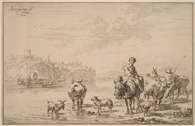 Woman Seated on a Mule
