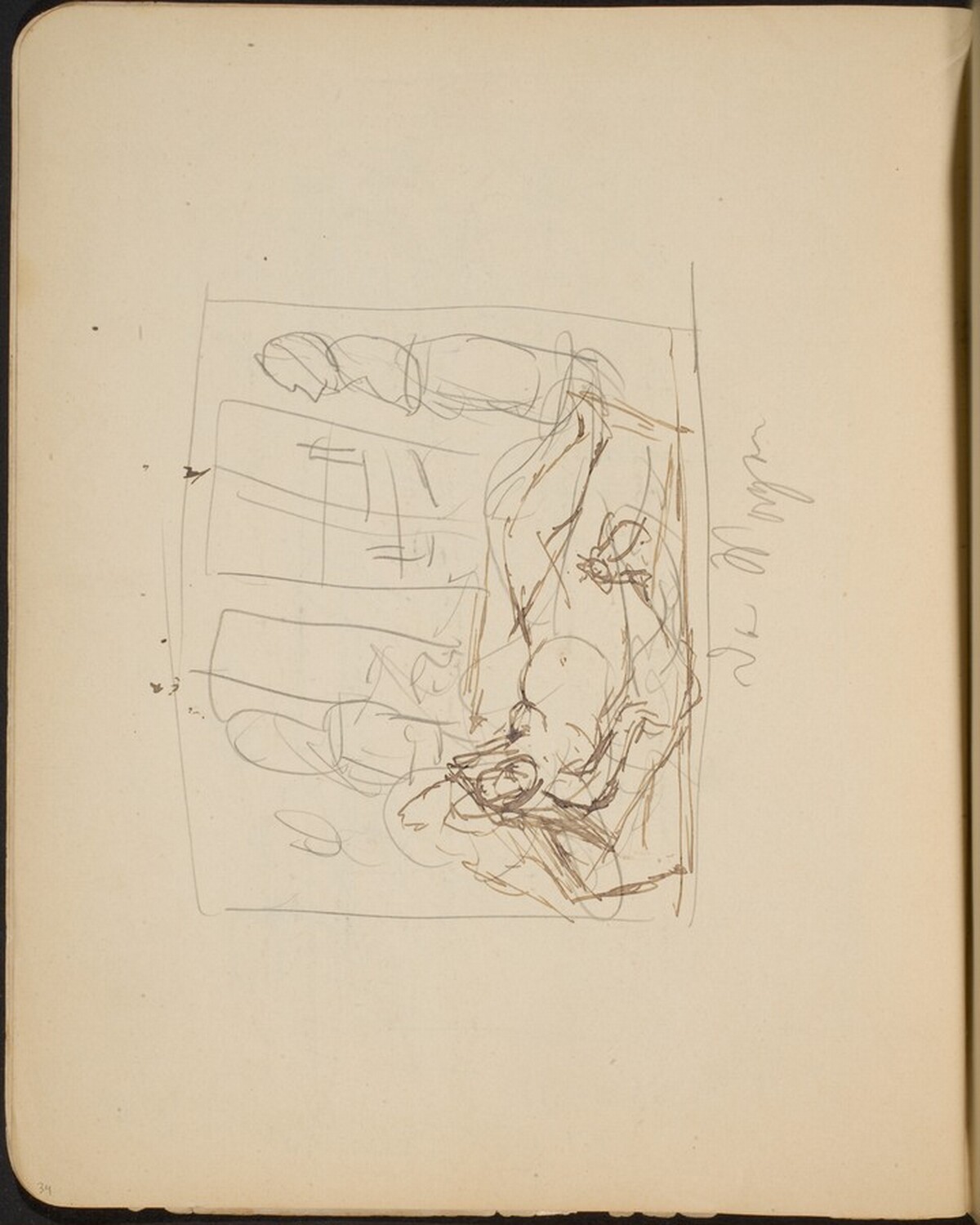 Liegender weiblicher Akt, Bezeichnung (Reclining Nude, Inscription) [p. 34] by Max Beckmann