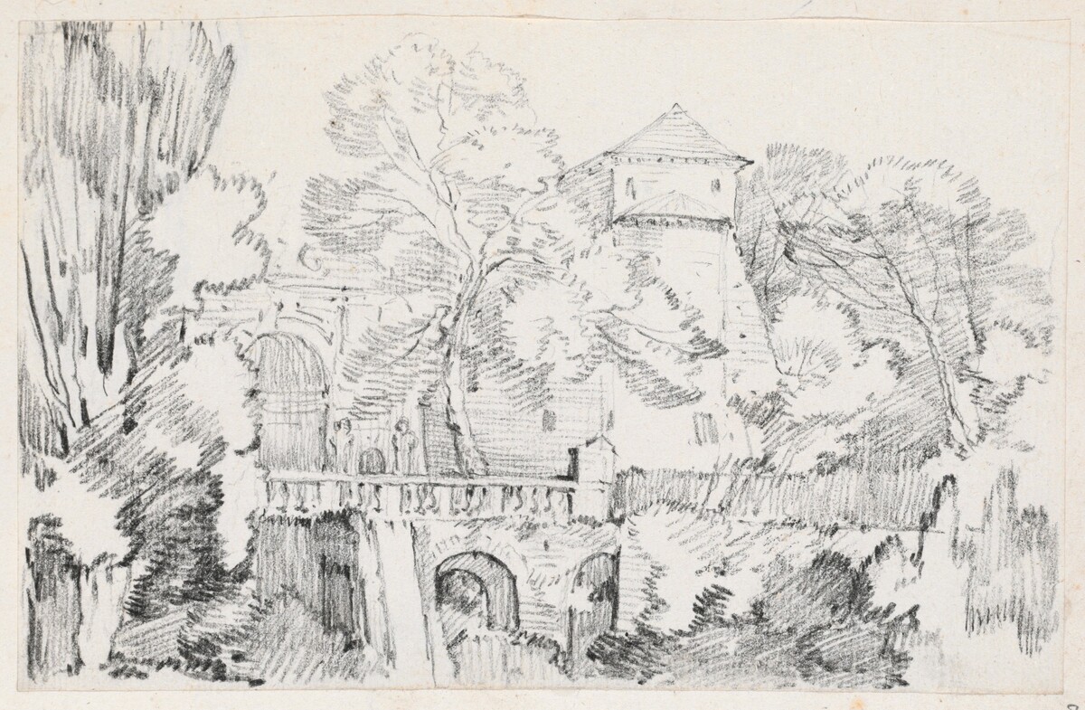 The Water Organ in the Gardens of the Villa d'Este, Tivoli by Joseph-Marie Vien