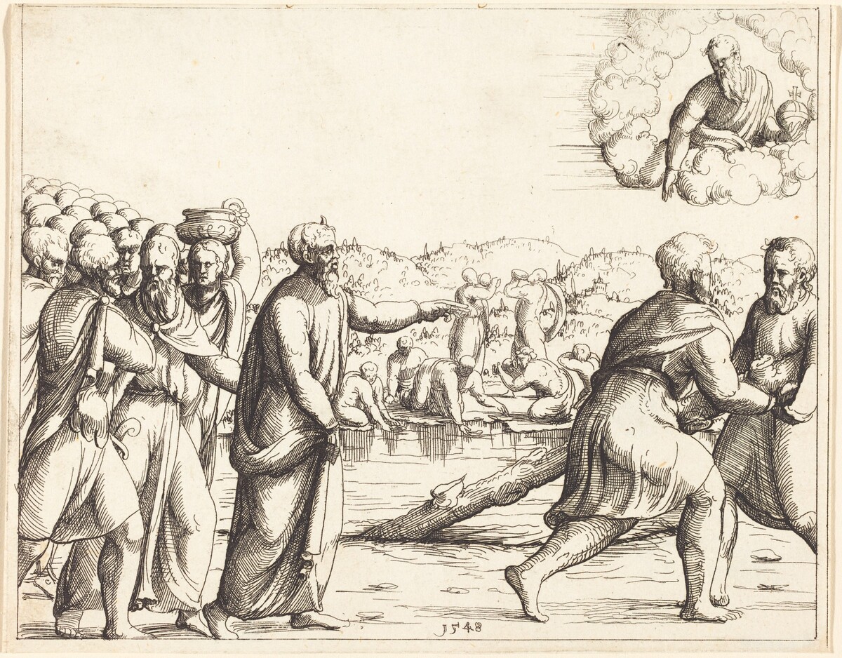 The Lord Sweetens the Waters of Marah by Augustin Hirschvogel