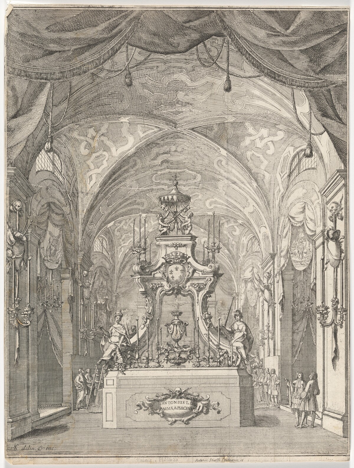 Catafalque for the Funeral of the Duke of Parma Antonio I in the Church of S. Maria Maddalena in Bologna by Antonio Stiassi
