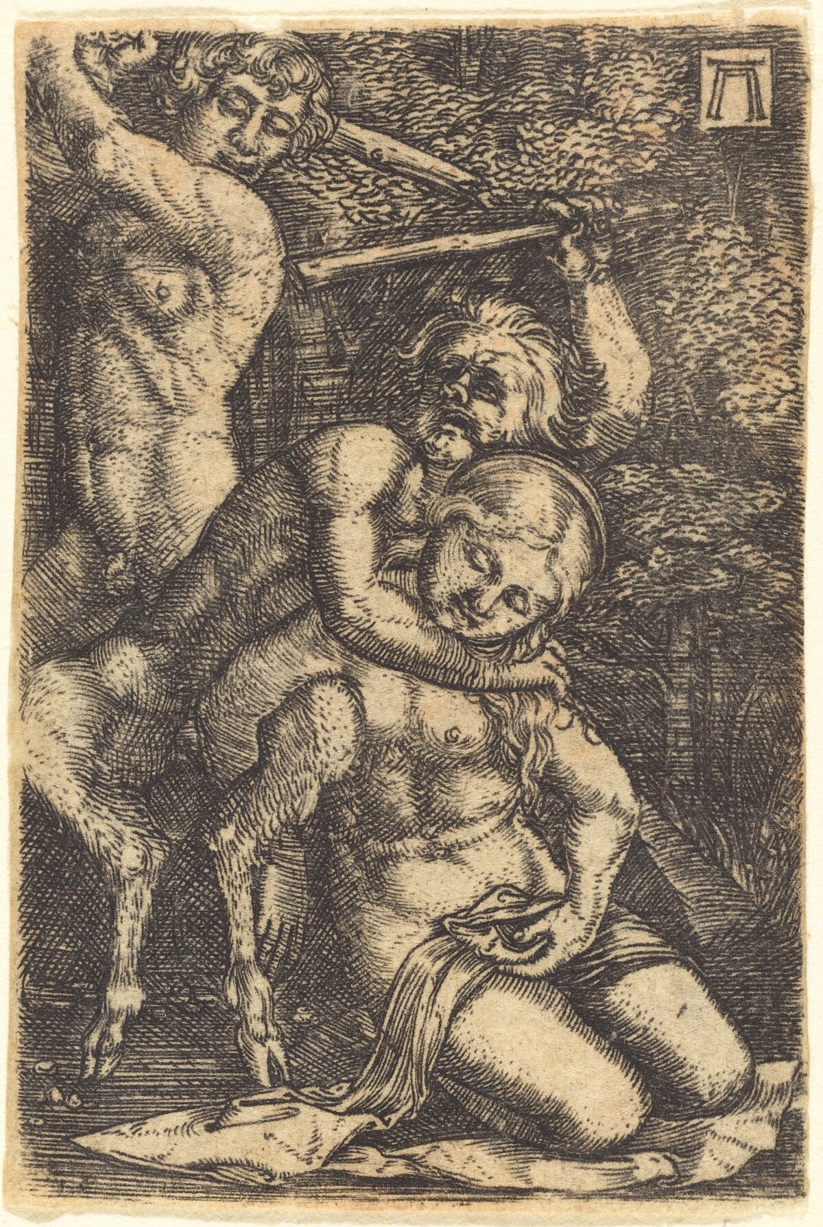 Two Satyrs Fighting about a Nymph by Albrecht Altdorfer after Marcantonio Raimondi