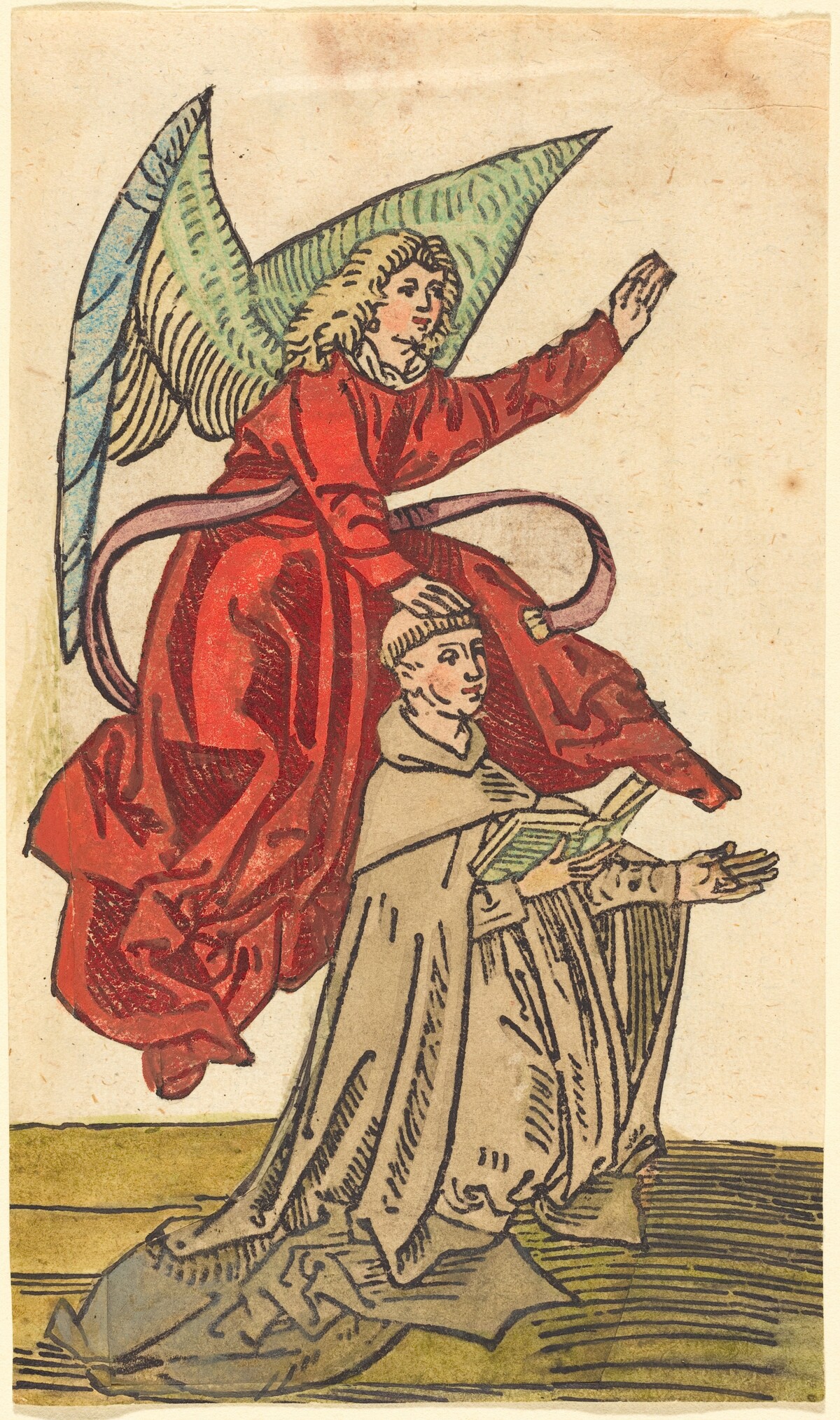 A Monk with an Angel by German 15th Century
