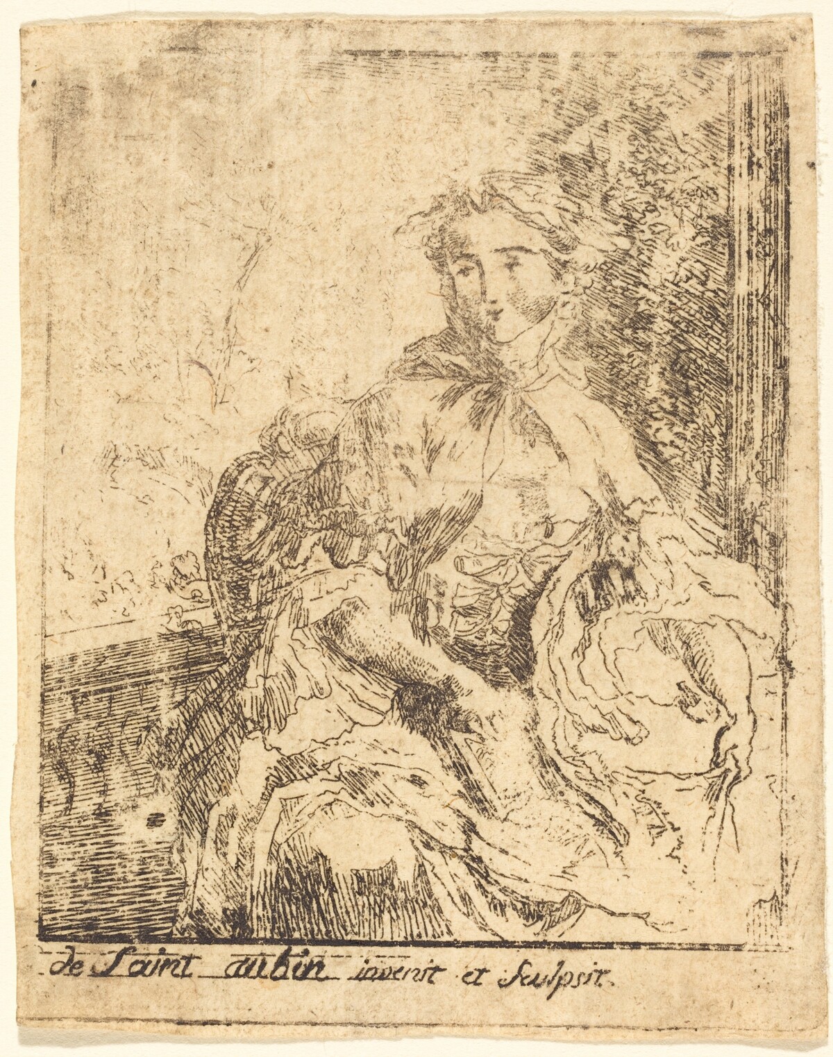 Young Woman on the Terrace (La jeune femme a la terrasse) by Gabriel Jacques de Saint-Aubin