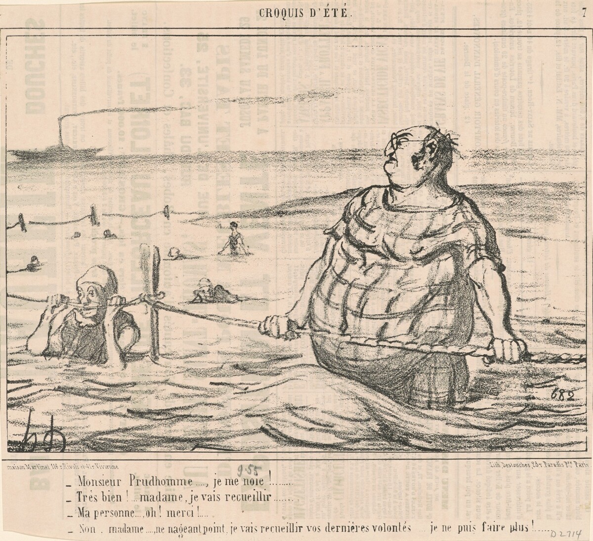 Monsieur Prudhomme ... Je me noie! ... by Honoré Daumier