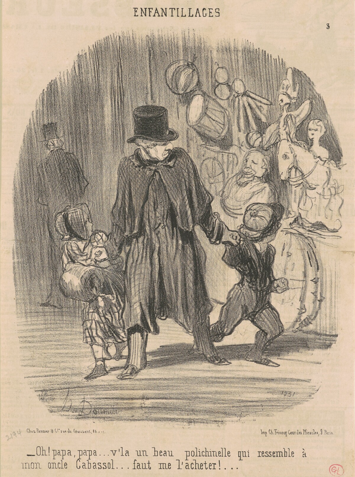 Oh! Papa, papa ...v'la un beau ... by Honoré Daumier