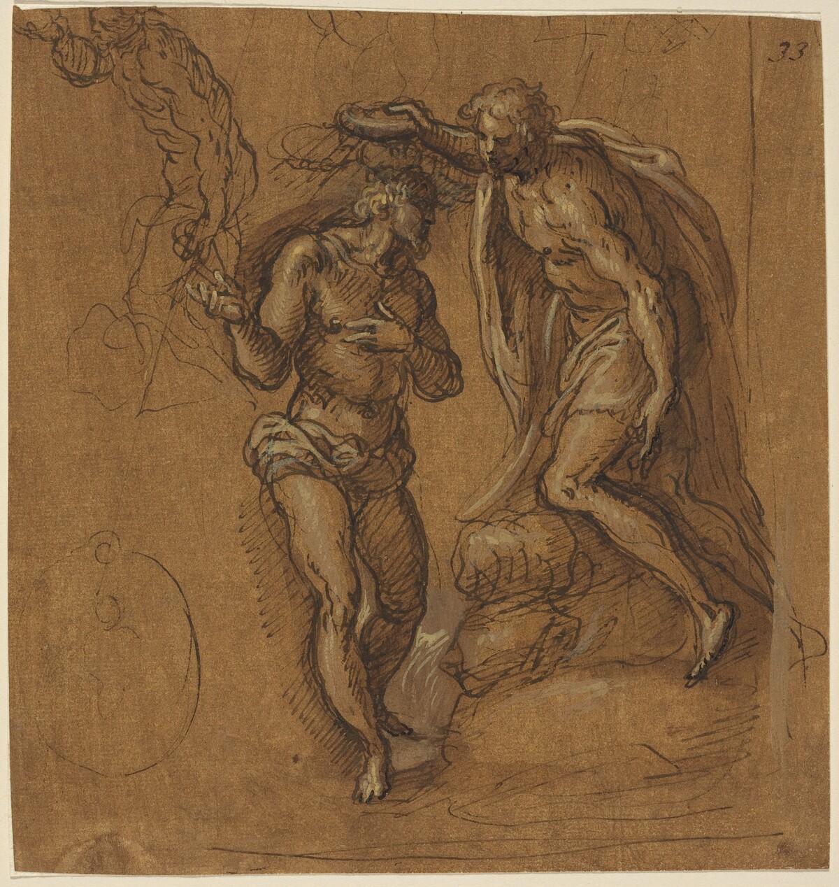 Sketch for a Baptism of Christ by Jacopo Palma il Giovane