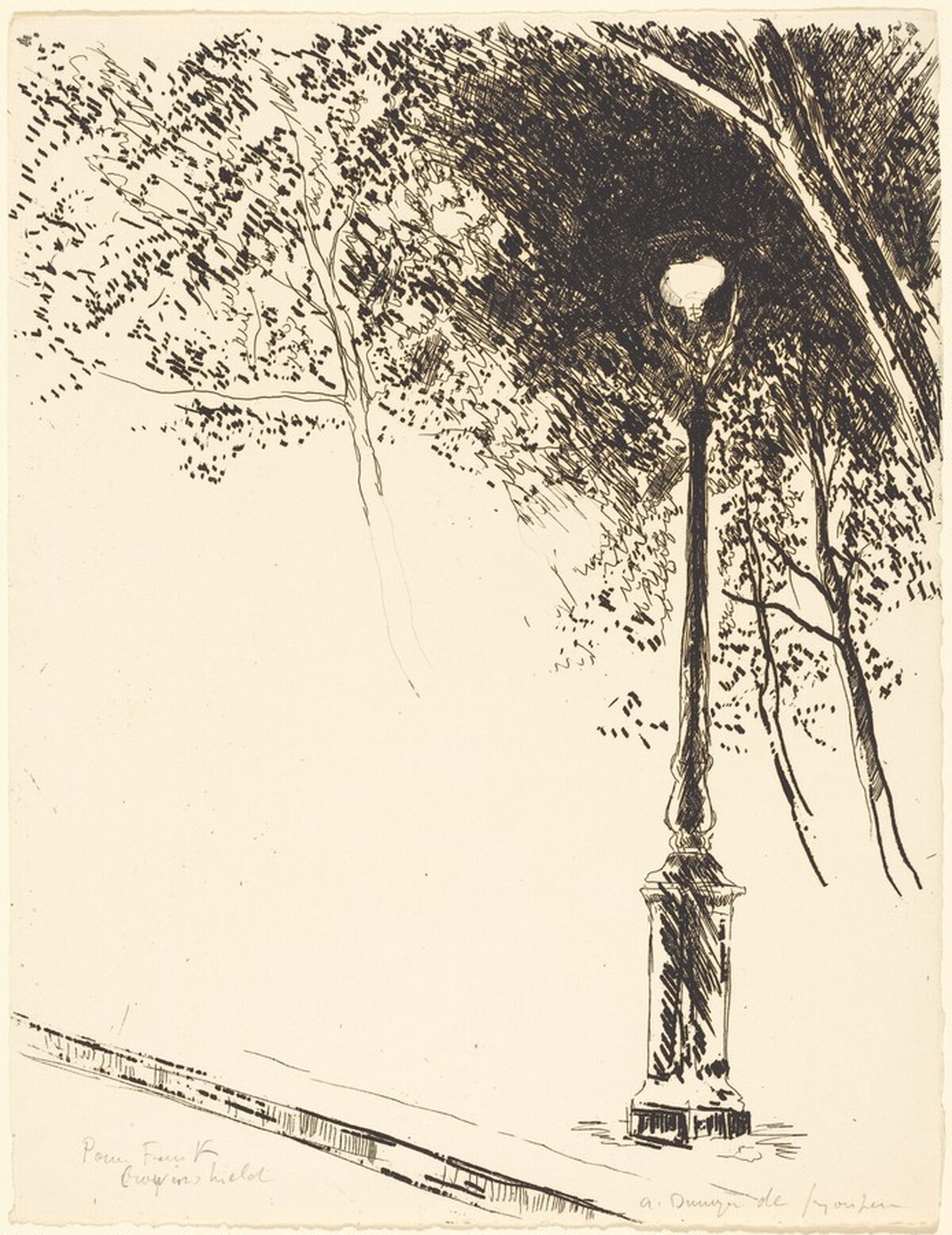 Arc Lamp - Sidewalk, Boulevard Sebastopol  (La lampe a arc - le trottoir, Boulevard S by André Dunoyer de Segonzac