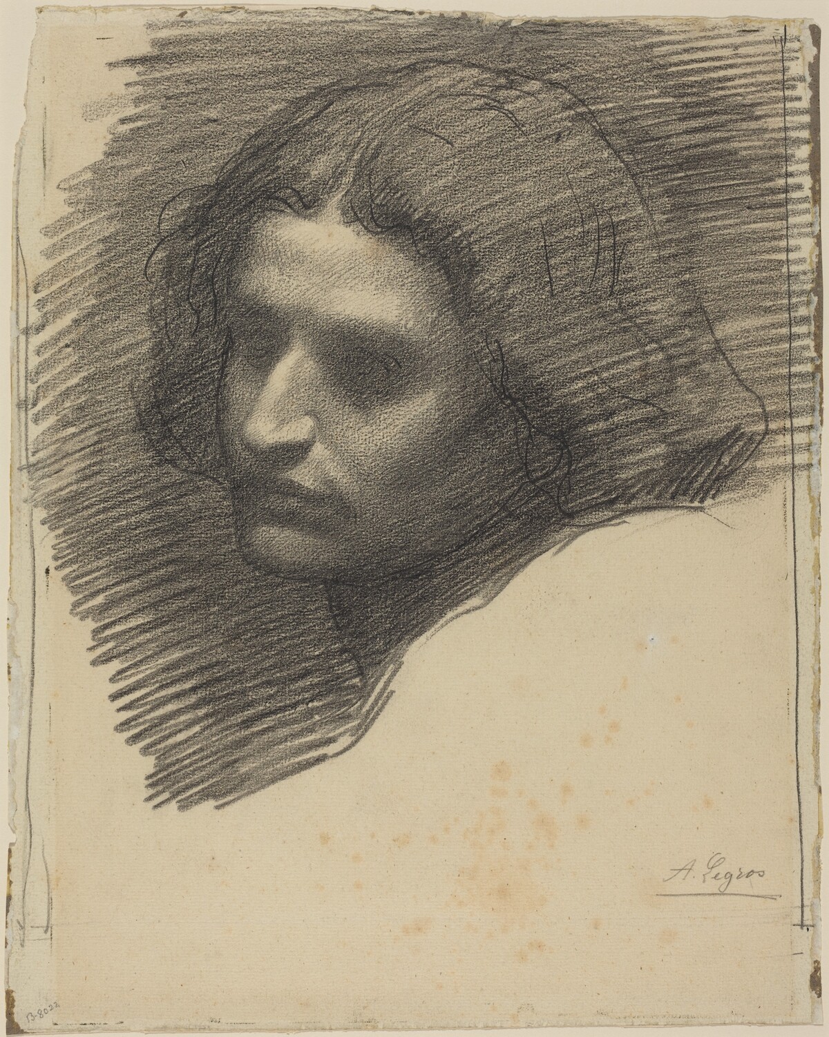 Head of a Man Facing Left [recto] by Alphonse Legros