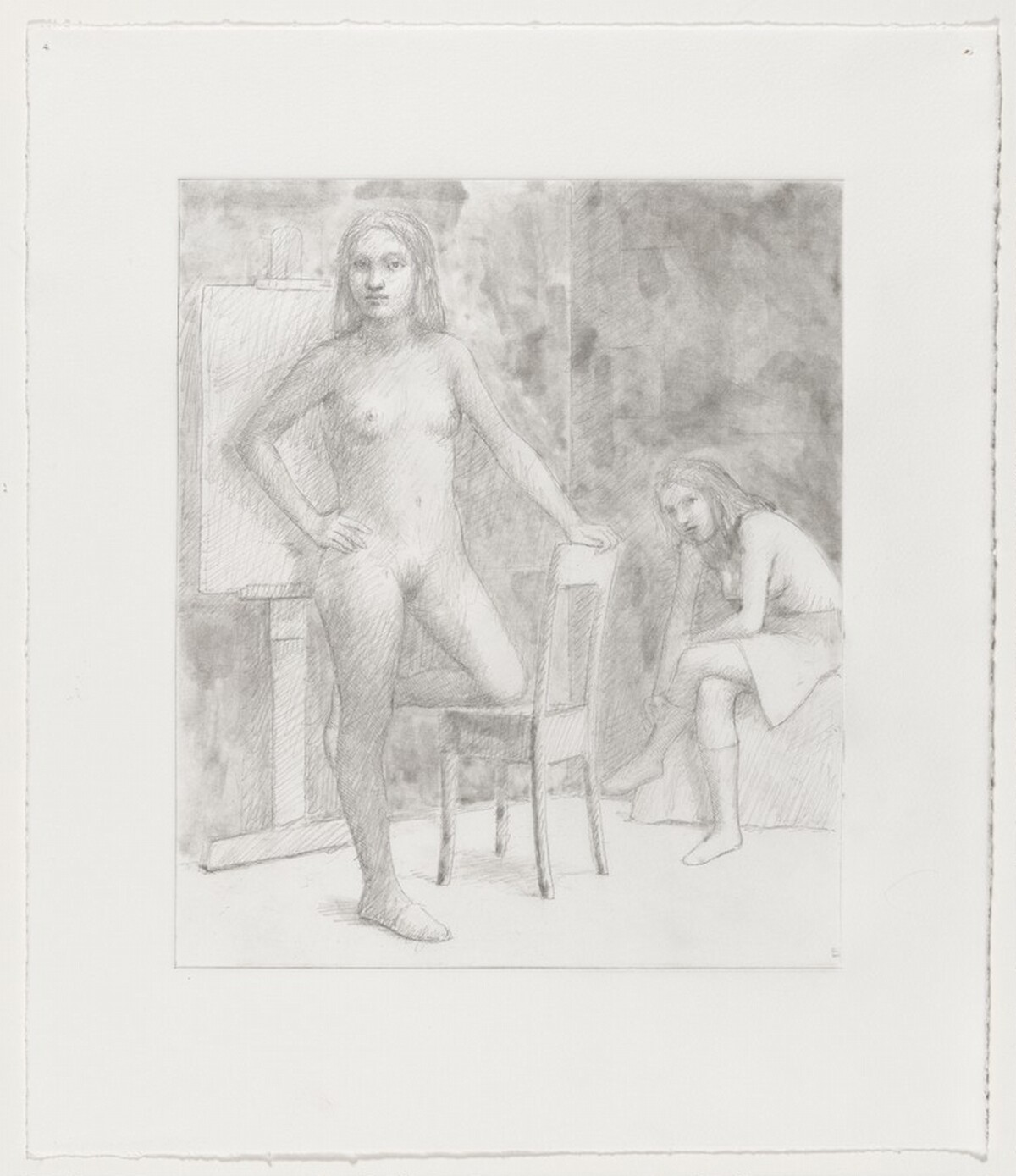 Untitled [Standing Figure with Knee on Chair] [working proof 5] by William Bailey