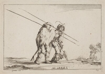 Two Pikemen Traveling on Foot