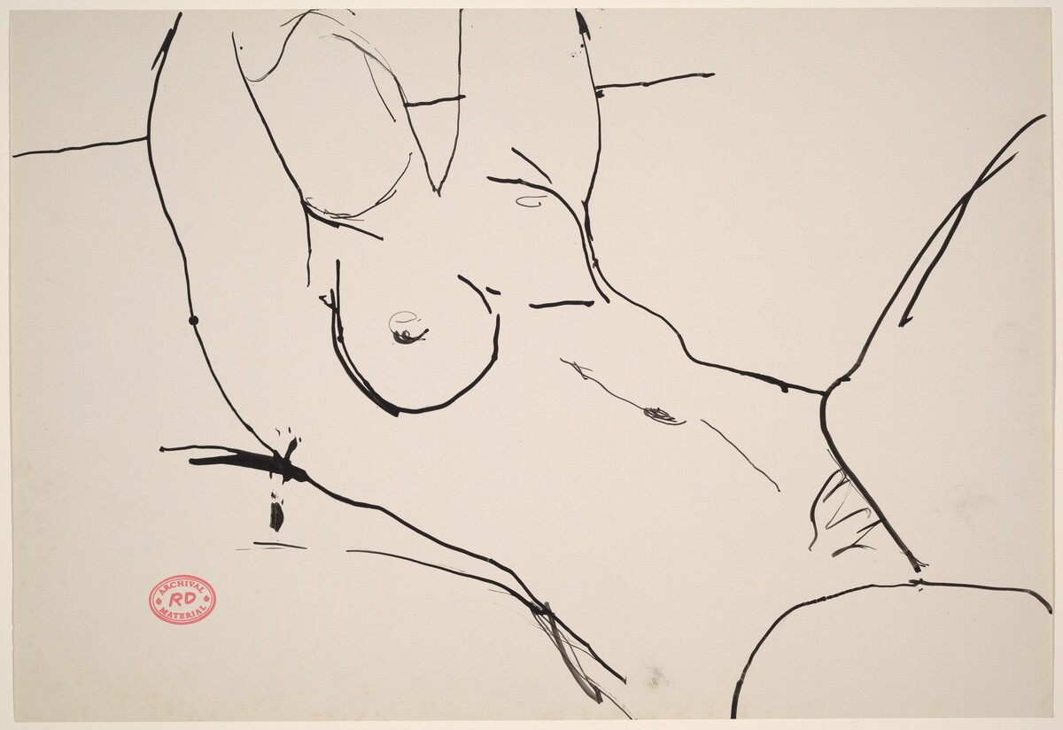 Untitled [reclining female nude with arms raised] by Richard Diebenkorn