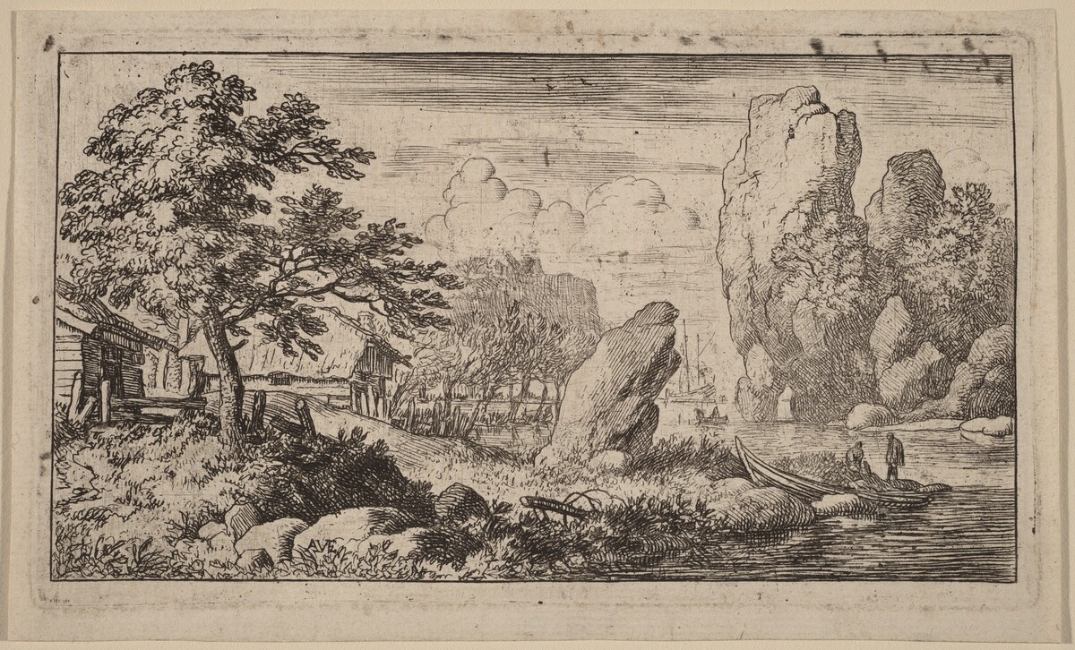 Pointed Boulder at the Bank of a River by Allart van Everdingen