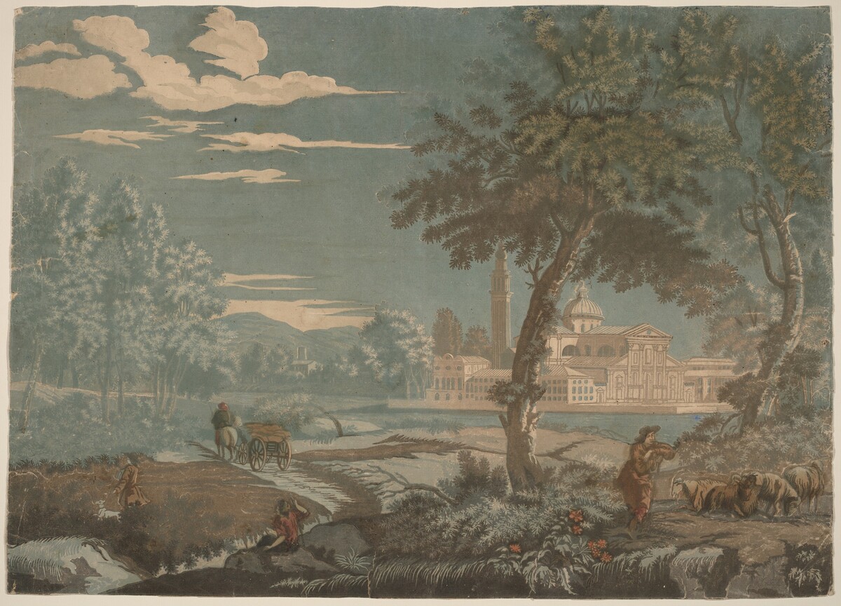 Heroic Landscape with Cart and Goatherd, with San Giorgio Maggiore in the Background by John Baptist Jackson after Marco Ricci