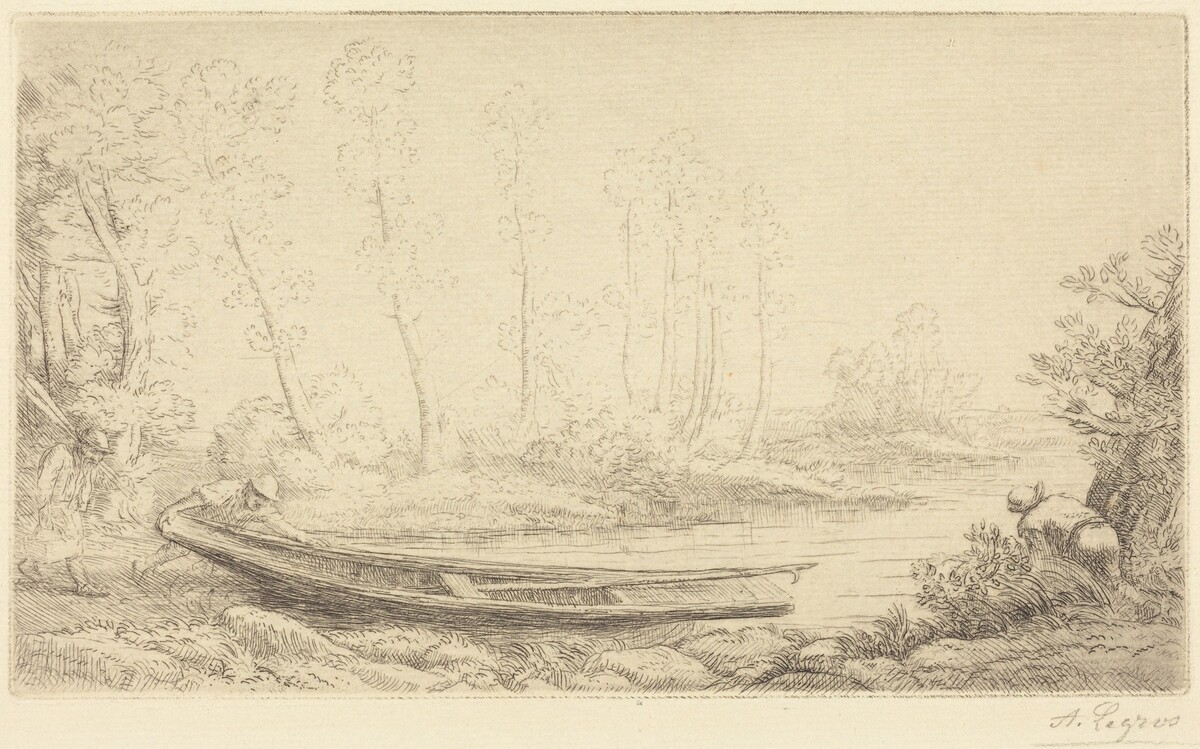 Man with a Punt, Figure to the Right (Pecheurs des truites) by Alphonse Legros