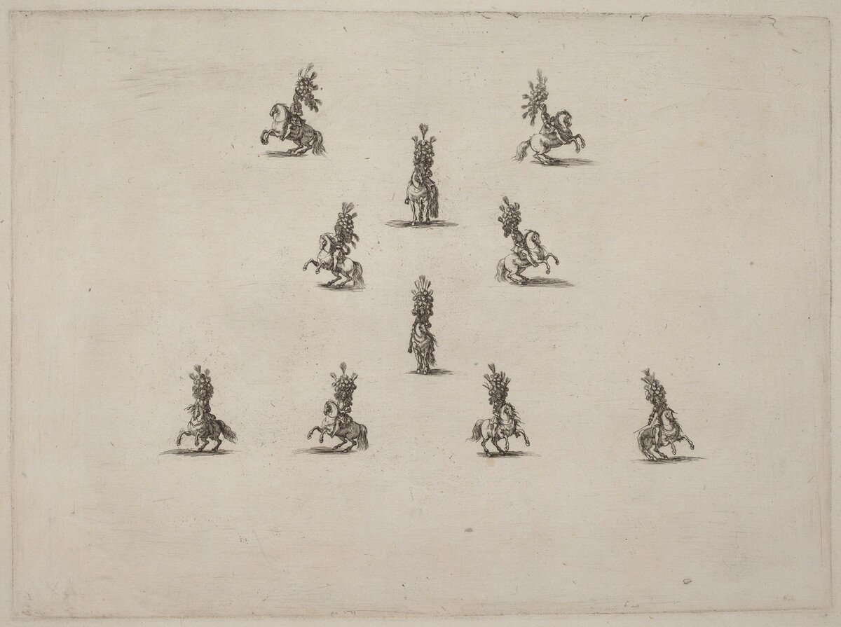 Ten Cavaliers with Large Plumed Helmets by Stefano Della Bella