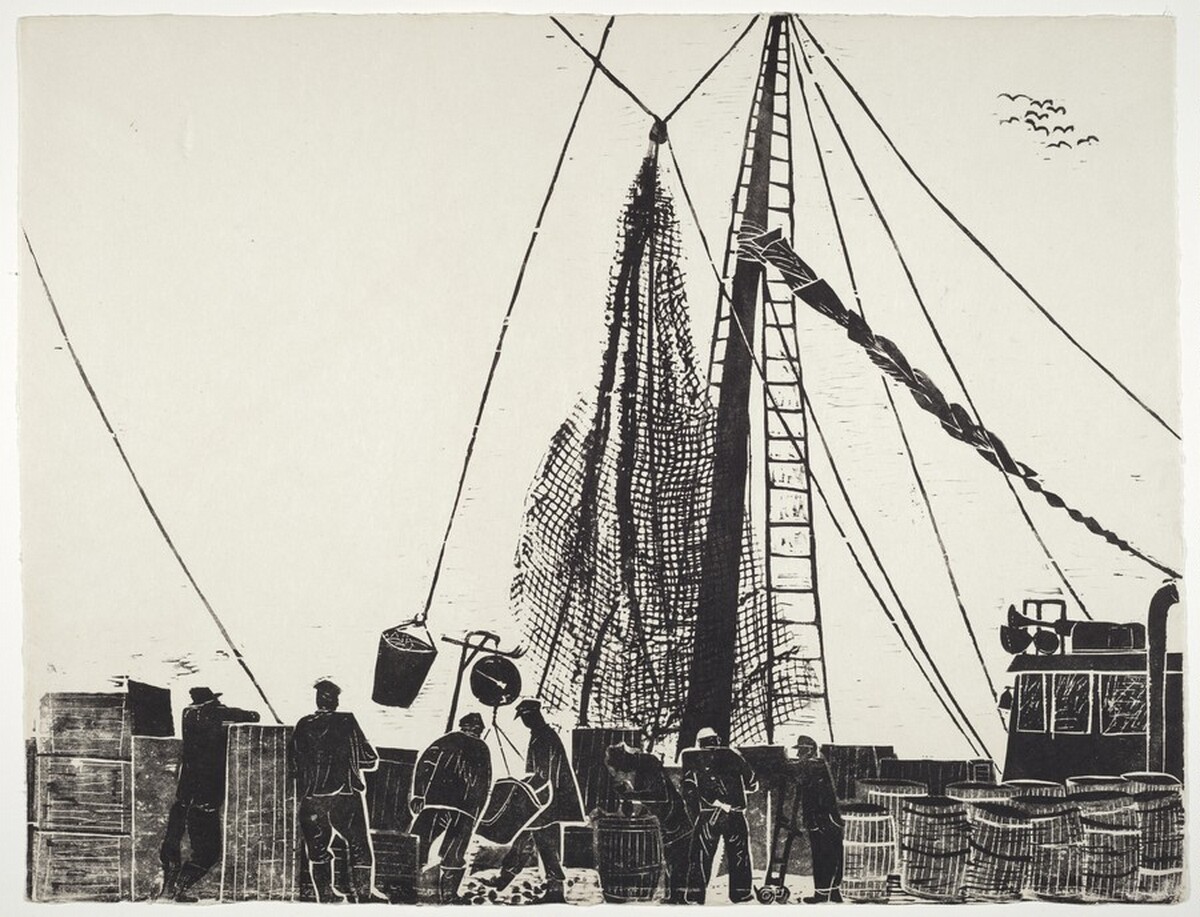 The Fulton Fish Market by Antonio Frasconi