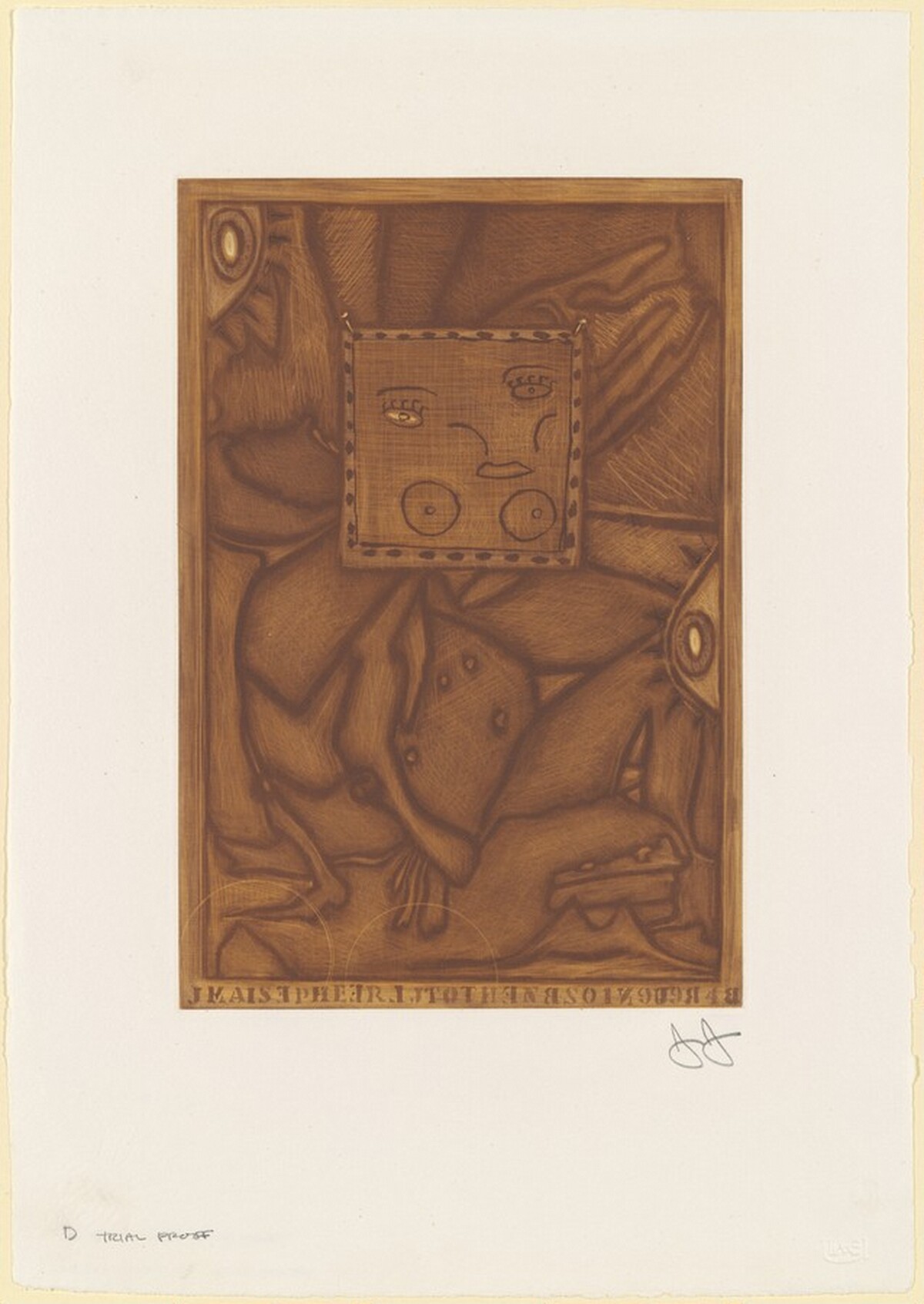 Untitled (Orange Mezzotint) [trial proof D] by Jasper Johns