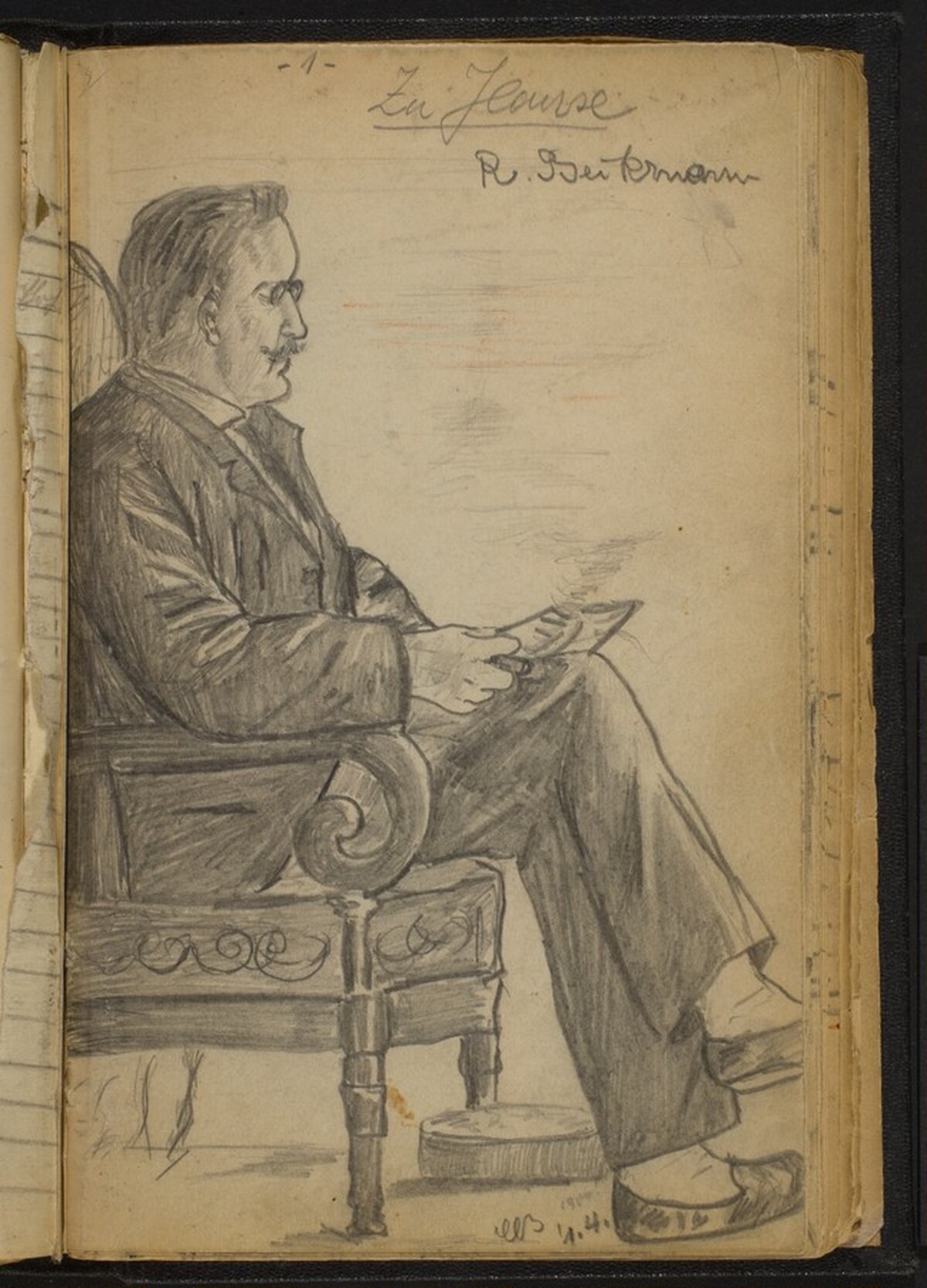 Man Reading in a Lounge Chair by Max Beckmann