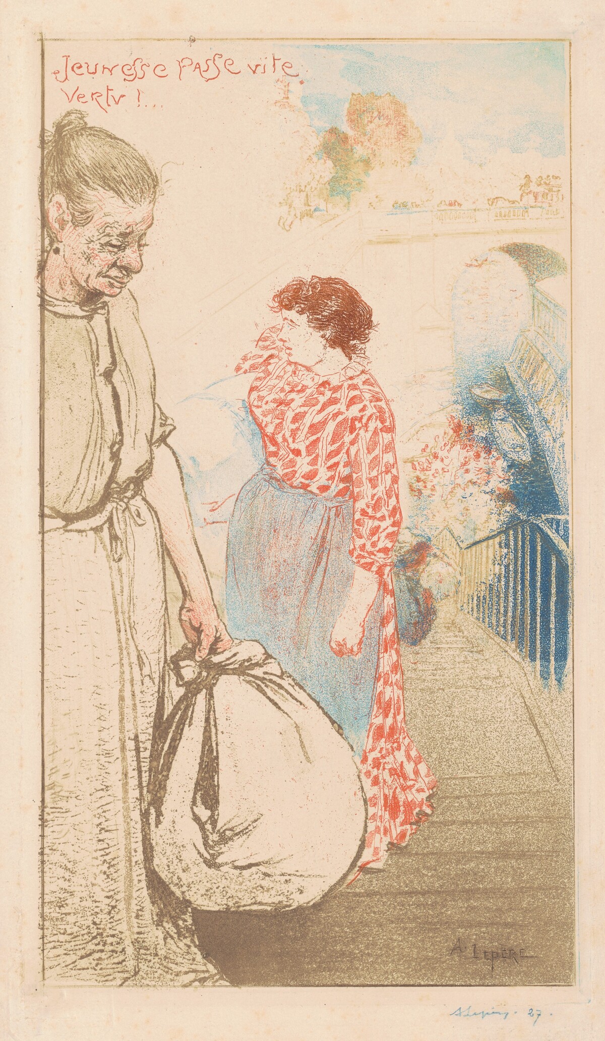 Jeunesse passe vite vertu!... by Auguste Lepère