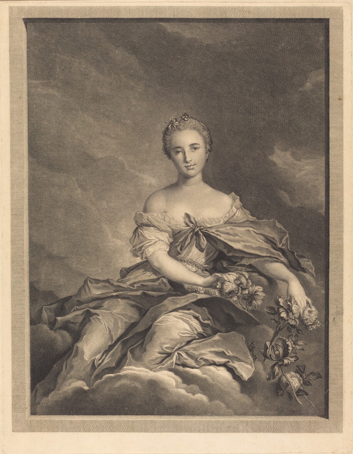 Flore a son lever by Pierre Maleuvre after Jean-Marc Nattier