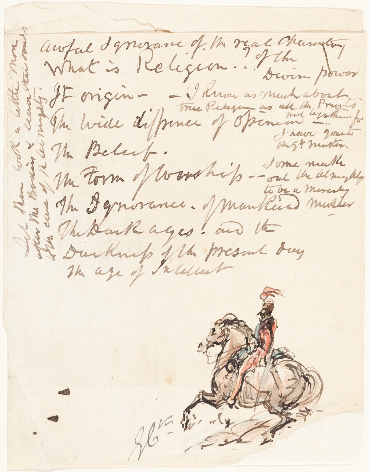 Sketch of Mounted Hussar by George Cruikshank