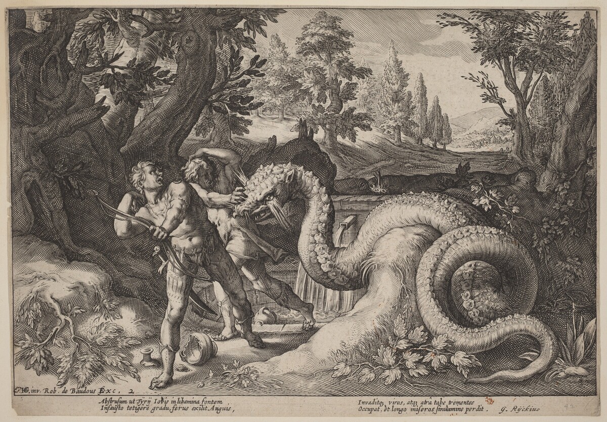 The Dragon Devouring the Companions of Cadmus by Workshop of Hendrick Goltzius, after Hendrick Goltzius