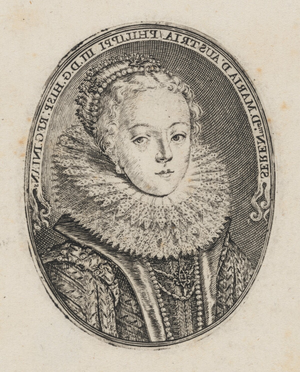 Maria of Austria, Infanta of Spain [top half] by Simon de Passe