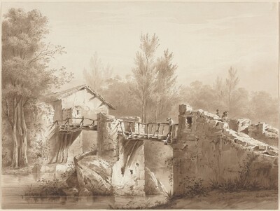 A Country Road across an Ancient Bridge