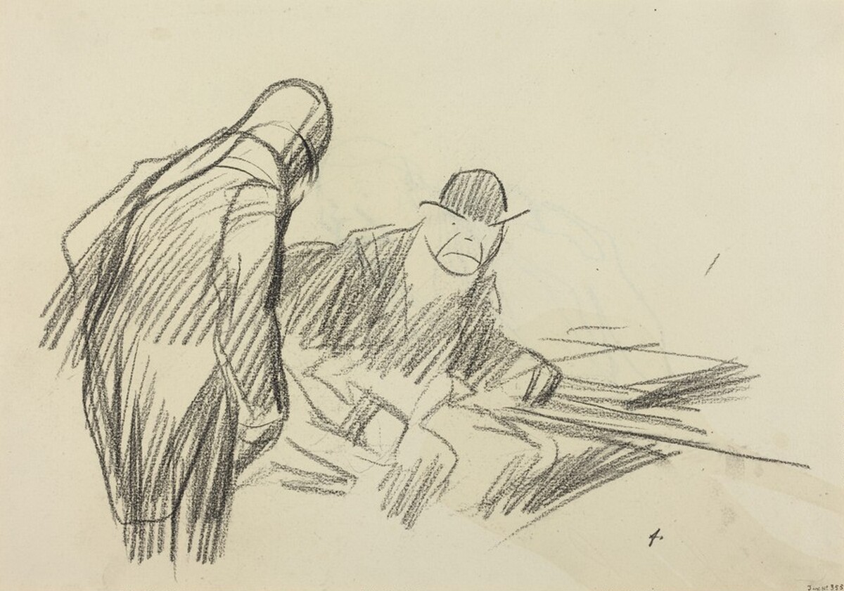 a) At the Club (recto); b) Head of a Man (verso) by Jean-Louis Forain
