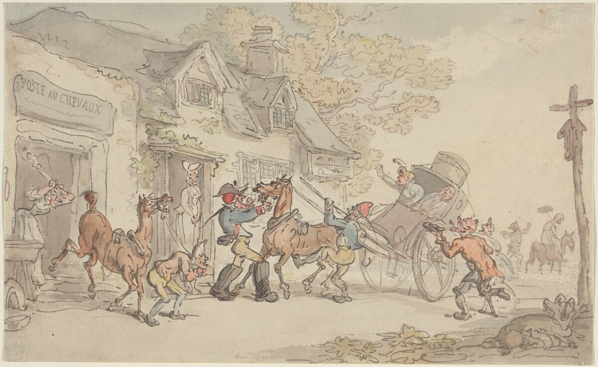 Changing Horses at a Post House in France by Thomas Rowlandson