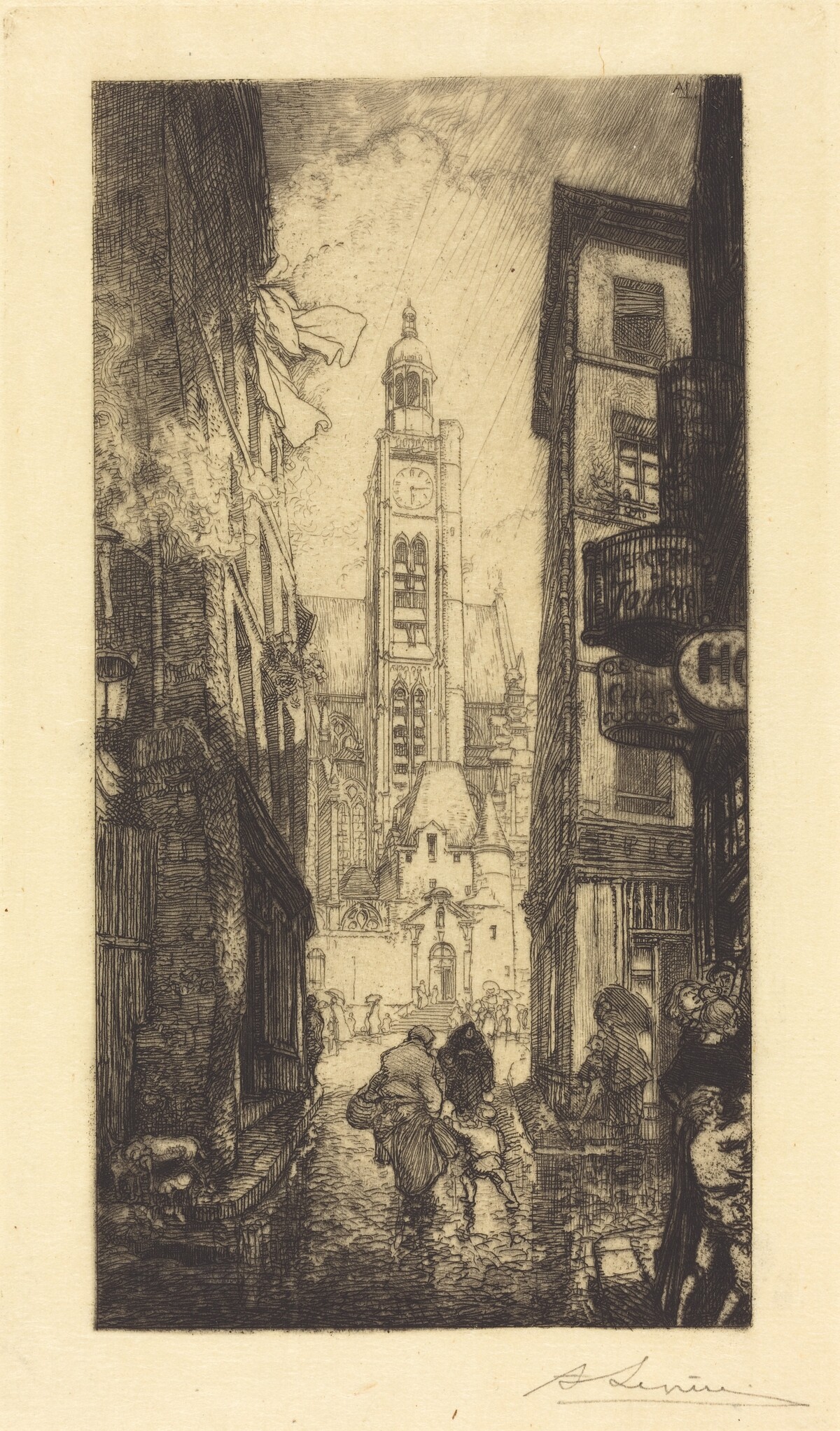 Rue de la Montagne-Sainte-Genevieve, Paris by Auguste Lepère