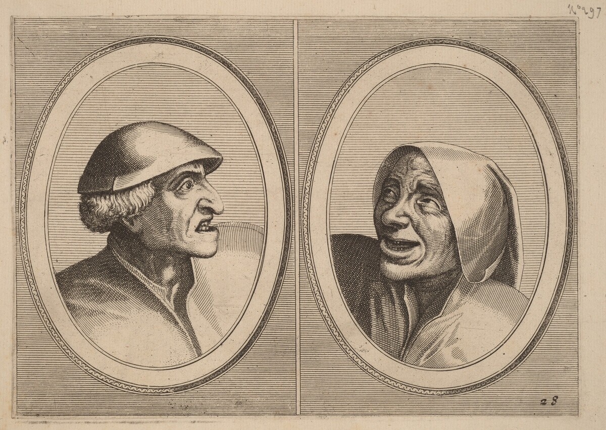 "Dief-achtighe Tijs" and "Nies Spoel-de-Nap" by Johannes and Lucas van Doetechum after Pieter Bruegel the Elder