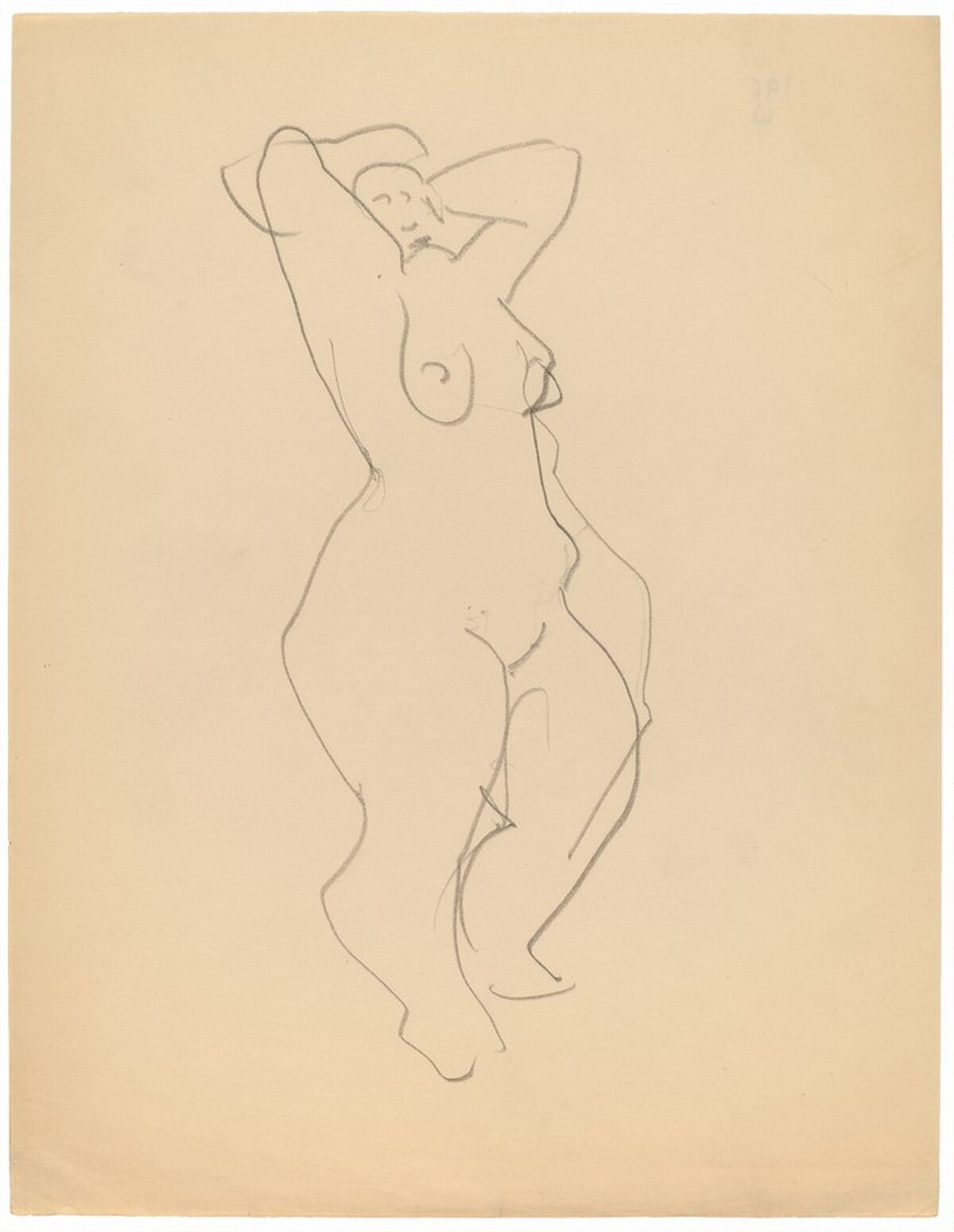 Standing Female Nude Turned to the Right, Arms Raised to Head by Mark Rothko