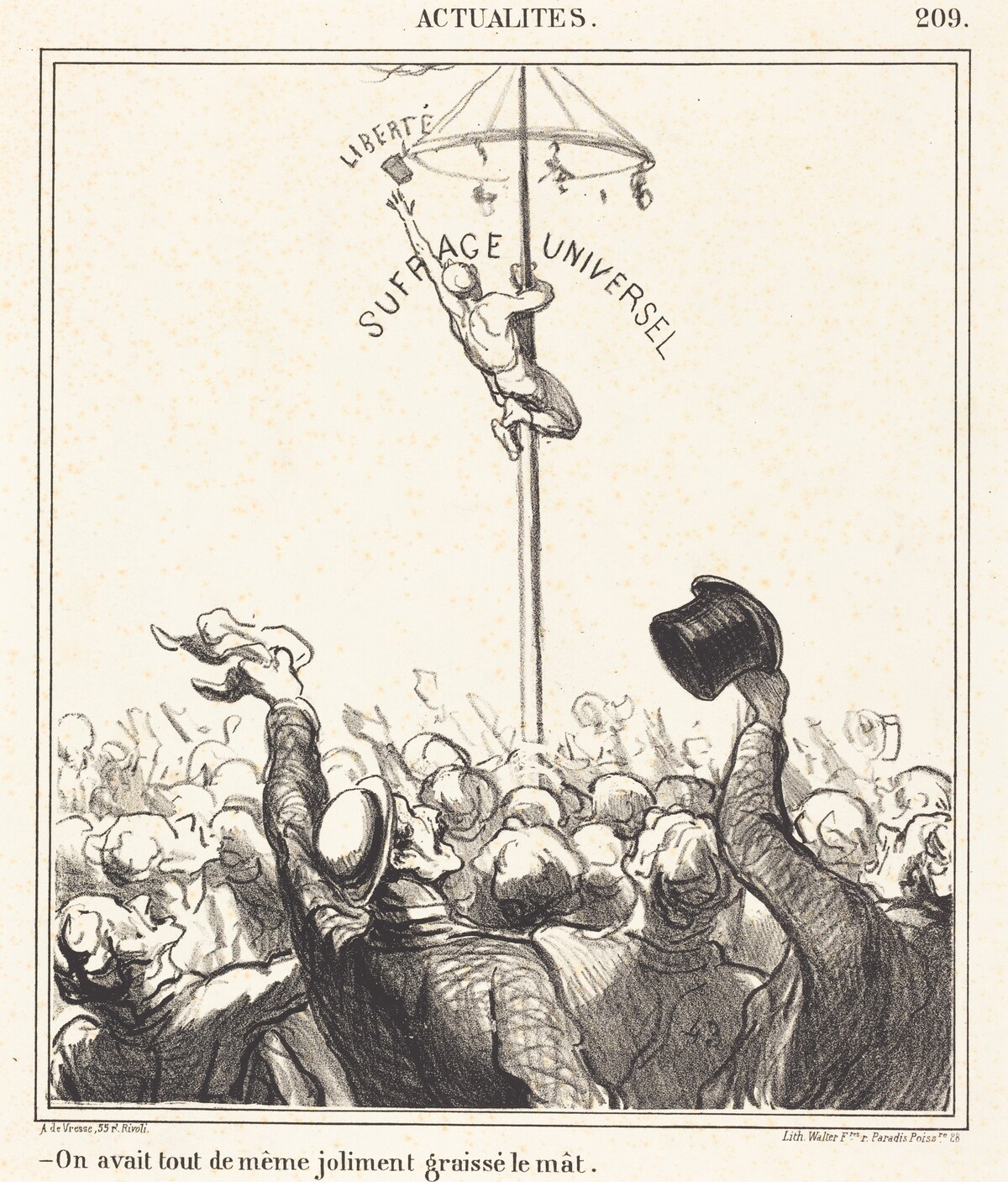 On avait... joliment graissé le mât by Honoré Daumier