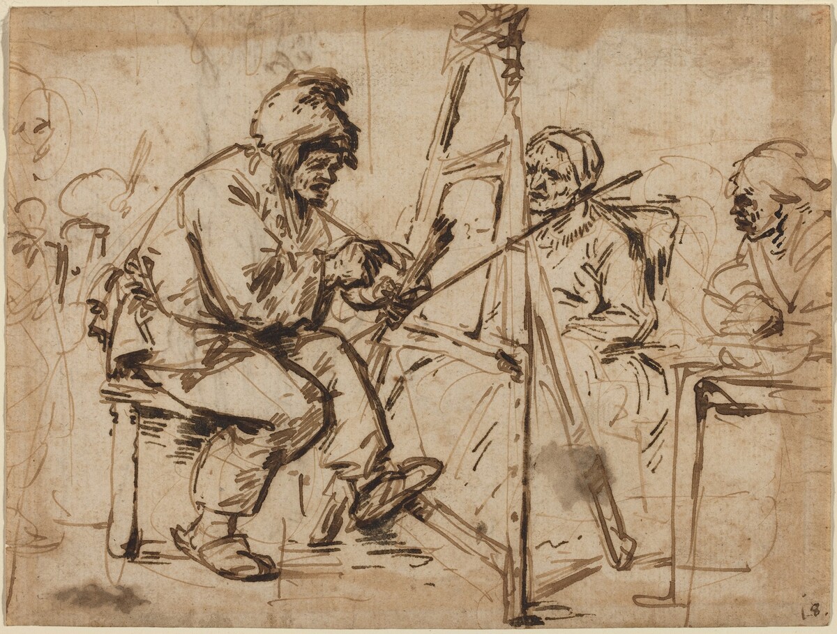 An Artist Seated at His Easel [recto] by Andries Both